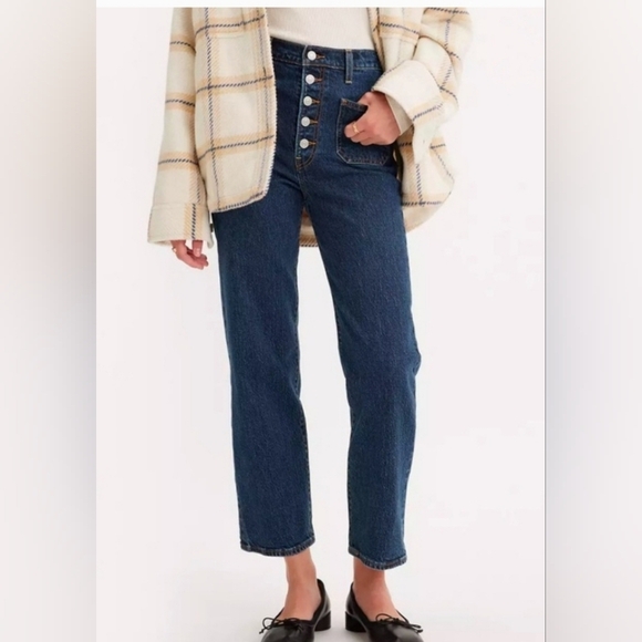 Levi's Ribcage Straight Ankle Blue Denim Jeans - Picture 3 of 6